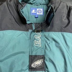 Vtg Philadelphia Eagles NFL 90s Starter Mens XXL Pull Over Jacket 2XLarge Puffer